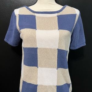 Vintage Blue Patchwork Knit Top